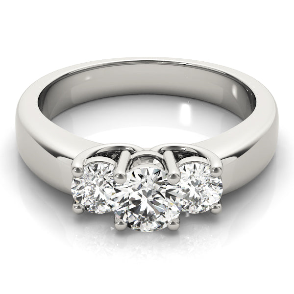 1 CT Round Diamond Three Stone Engagement Ring