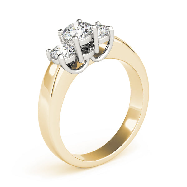 18K Yellow Gold 1 ct Diamond Three-Stone Engagement Ring