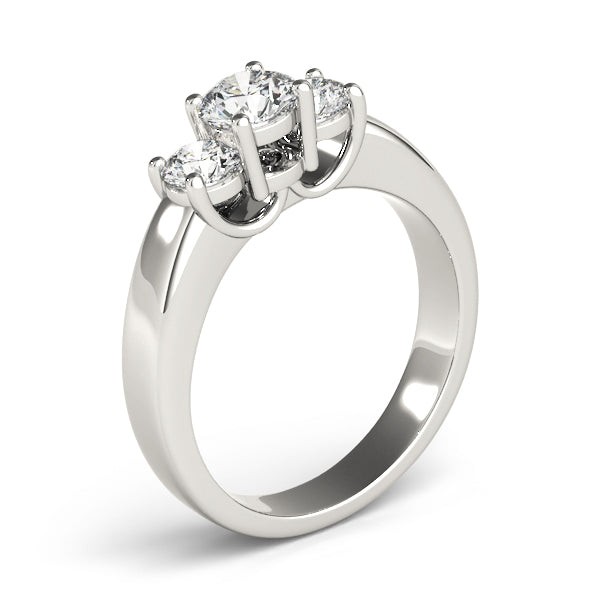 Platinum 1 CT Round Diamond Three-Stone Engagement Ring