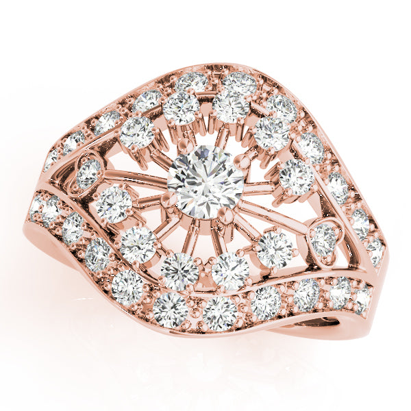 14K Rose Gold Round Diamond Fashion Ring