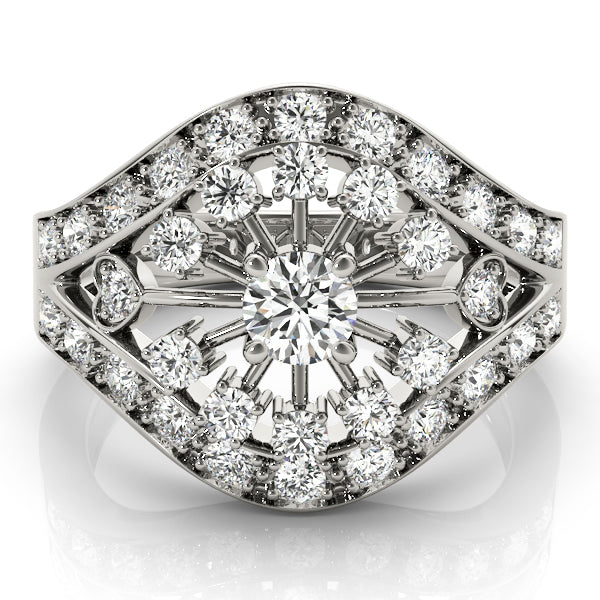 14K White Gold Round Diamond Fashion Ring