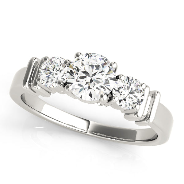 14K White Gold 1 CT Round Diamond Three-Stone Ring