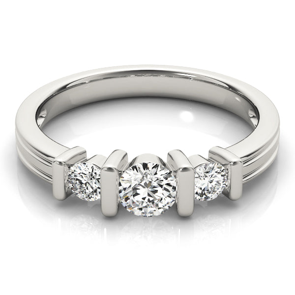 18K White Gold 1 ct Diamond Three-Stone Engagement Ring