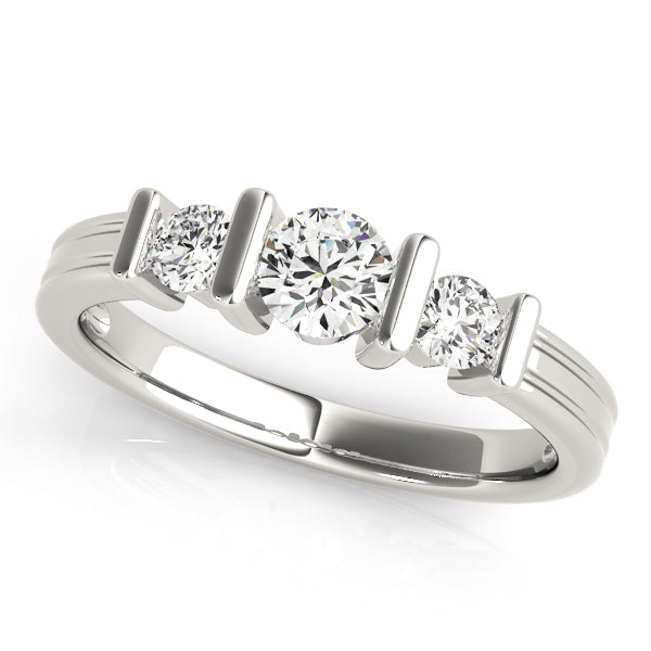 Platinum 1 ct Round Diamond Three-Stone Engagement Ring