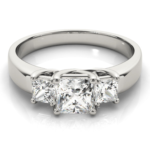 18K White Gold 3/4 CT Square Diamond Engagement Ring