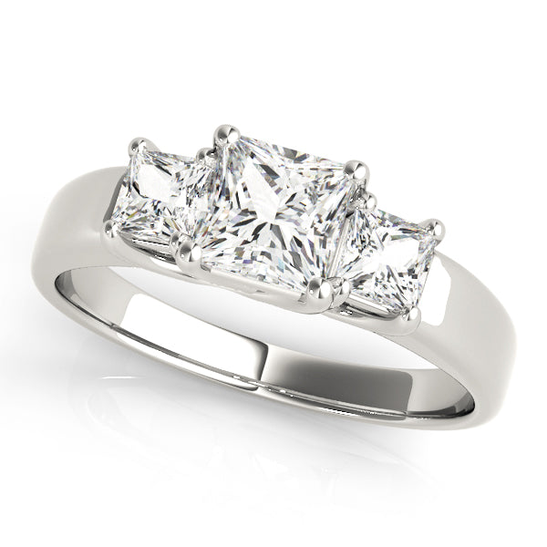 18K White Gold 3/4 CT Square Diamond Engagement Ring