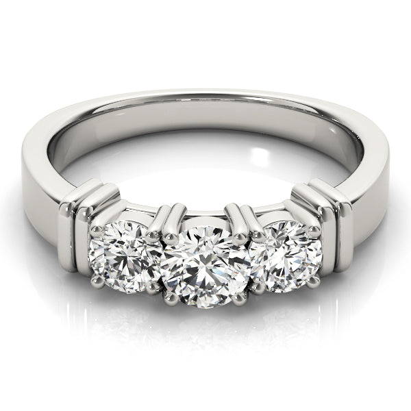 Platinum 1 ct Round Diamond Three-Stone Ring