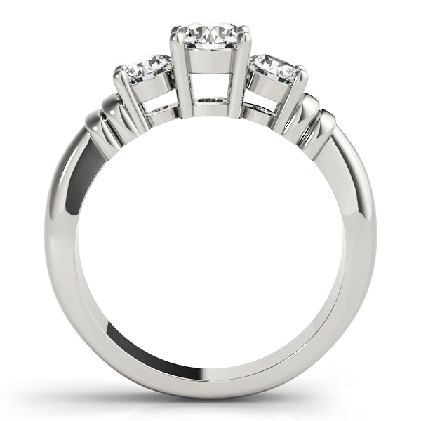 18K White Gold 1 ct Diamond Three-Stone Engagement Ring