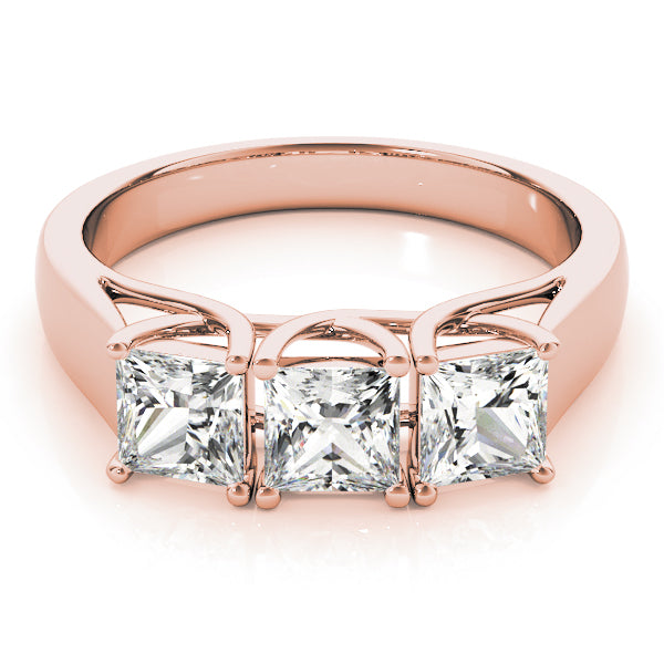 14K Rose Gold 1/2 ct tw Three Stone Diamond Engagement Ring