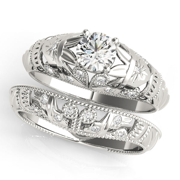 14K White Gold Vintage Diamond Engagement Ring