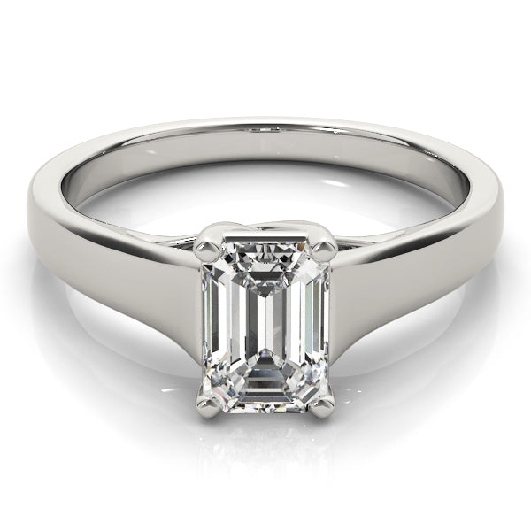 Emerald Diamond Solitaire Engagement Ring