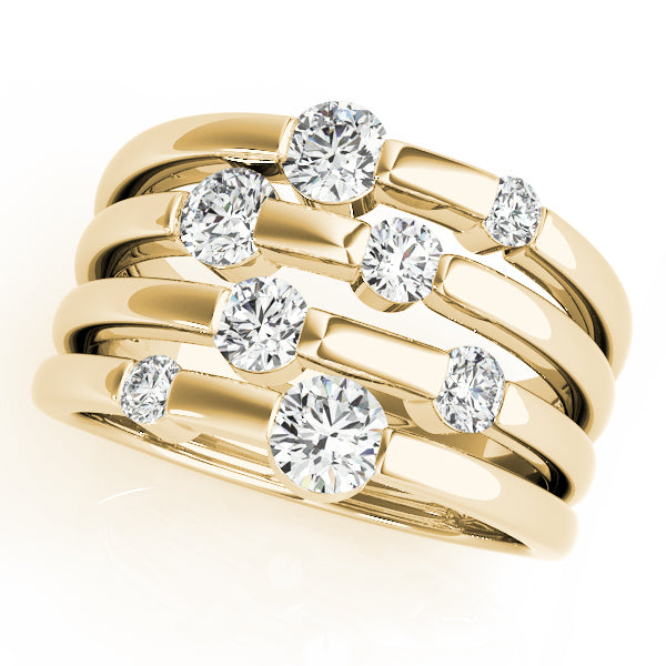 18K Yellow Gold Round Diamond Fashion Ring
