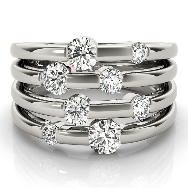 14K White Gold Round Diamond Fashion Ring