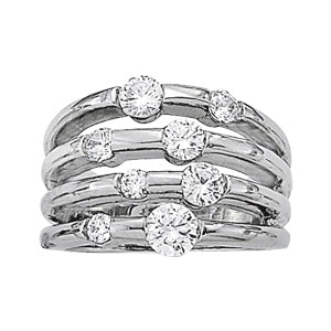 14K White Gold Round Diamond Fashion Ring