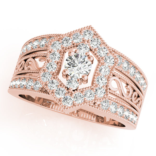 14K Rose Gold Round Diamond Fashion Ring