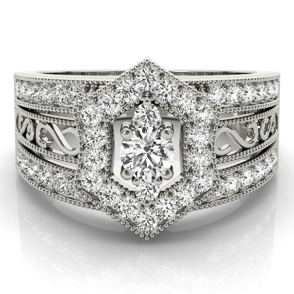 Platinum 1/2 CT Round Diamond Fashion Ring