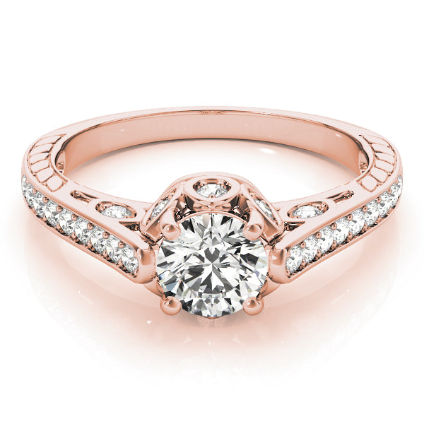 18K Rose Gold 1 ct tw Vintage Diamond Engagement Ring