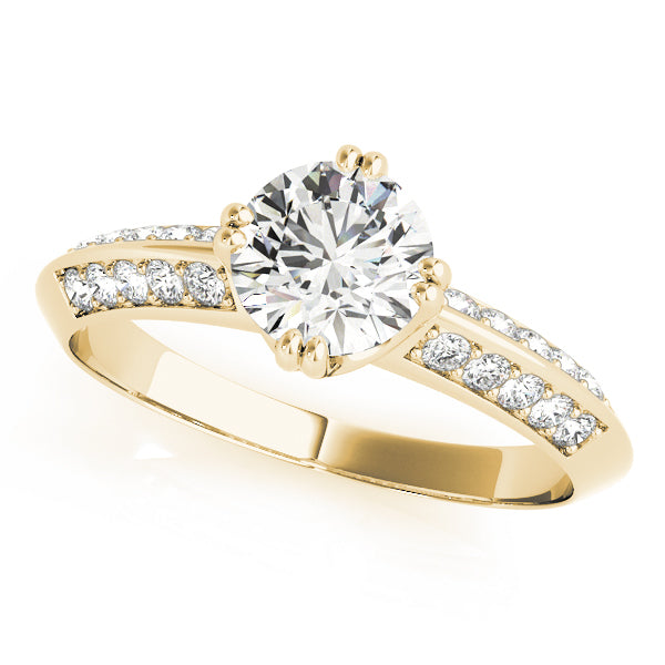 14K Yellow Gold Diamond Pave Engagement Ring 1 ctw