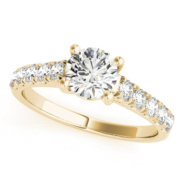 14K Yellow Gold Round Diamond Trellis Engagement Ring