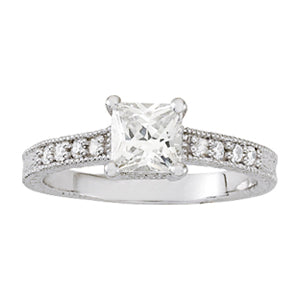 14K White Gold Vintage Diamond Engagement Ring