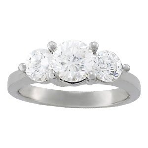 18K White Gold 1 ct Diamond Three-Stone Engagement Ring