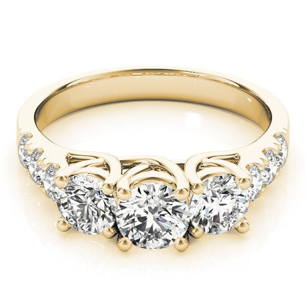18K Yellow Gold 1 ct tw Three Stone Diamond Engagement Ring
