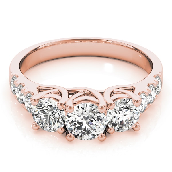 14K Rose Gold 1 ct tw Three Stone Diamond Engagement Ring