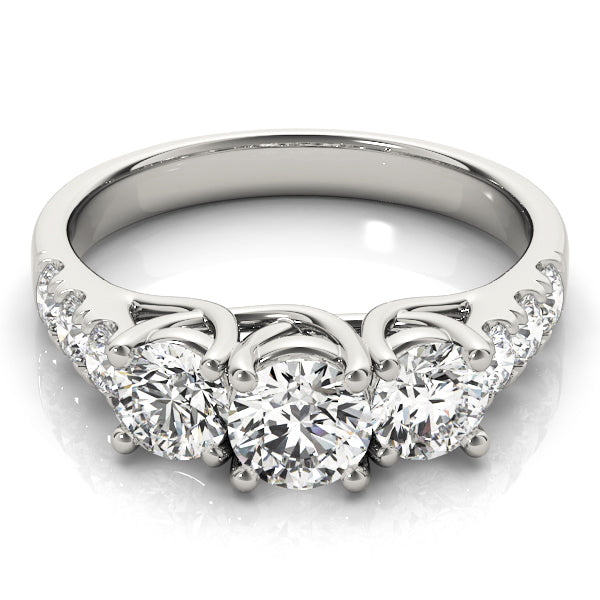 14K White Gold 1 CT Diamond Three-Stone Engagement Ring
