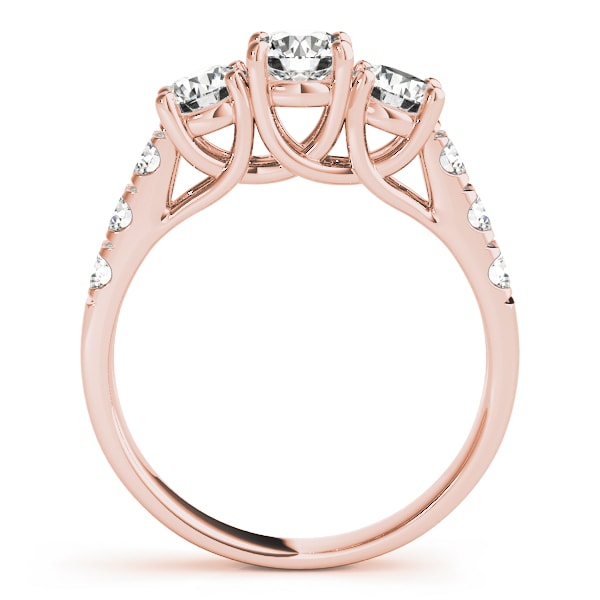 18K Rose Gold 1 ct tw Three Stone Diamond Engagement Ring