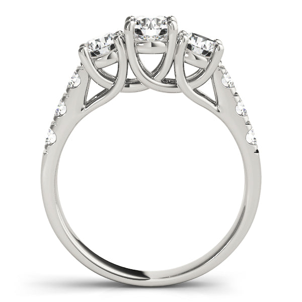 Platinum 1 CT Round Diamond Three Stone Engagement Ring