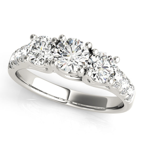 18K White Gold 1 ct Diamond Three-Stone Engagement Ring