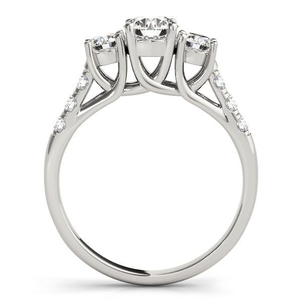14K White Gold 1/2 ct Diamond Three-Stone Engagement Ring
