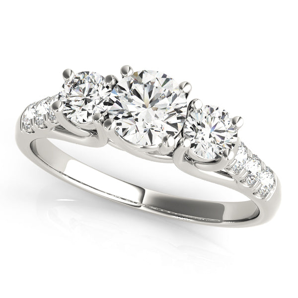 14K White Gold 1/2 ct Diamond Three-Stone Engagement Ring