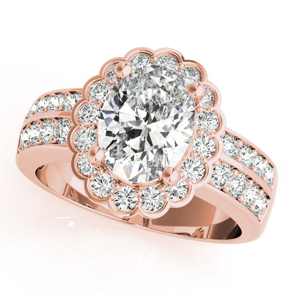 14K Rose Gold Multi-Diamond Oval Fashion Ring