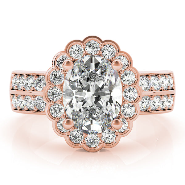 14K Rose Gold Multi-Diamond Oval Fashion Ring