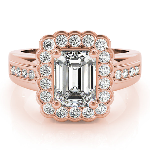 14K Rose Gold Emerald Diamond Fashion Ring