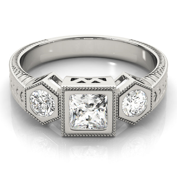 14K White Gold 1 CT Diamond Three Stone Engagement Ring