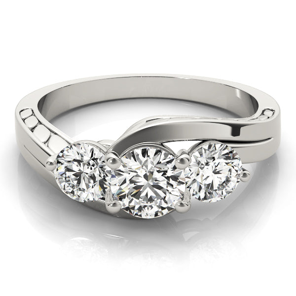 Platinum 1 ct Round Diamond Three-Stone Ring