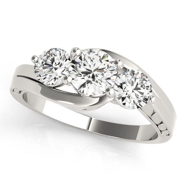 18K White Gold 1 ct Diamond Three-Stone Engagement Ring