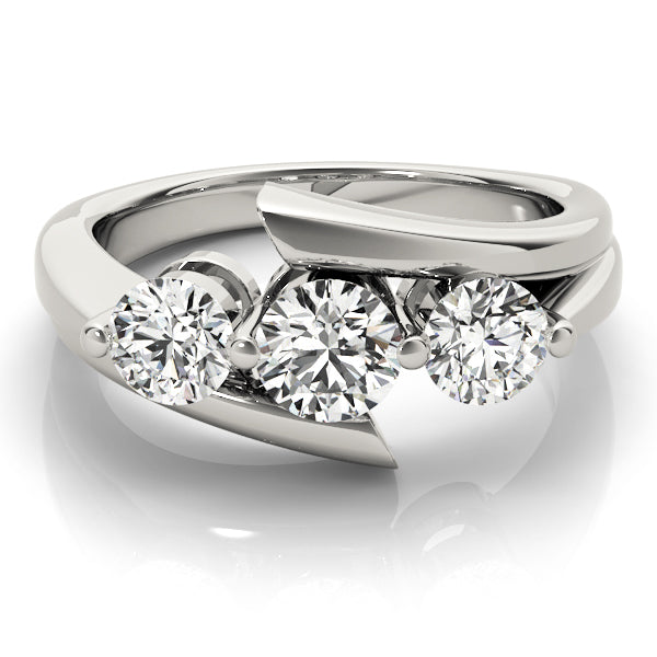 Platinum 1 ct Round Diamond Three-Stone Engagement Ring