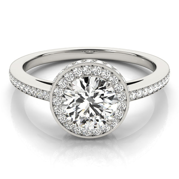 18K White Gold 1.5 ctw Round Diamond Halo Engagement Ring