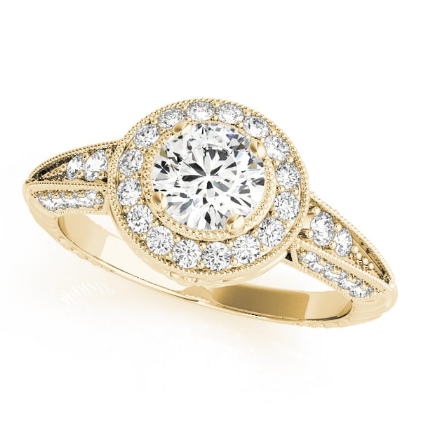 18K Yellow Gold 7/8 ct tw Halo Diamond Engagement Ring
