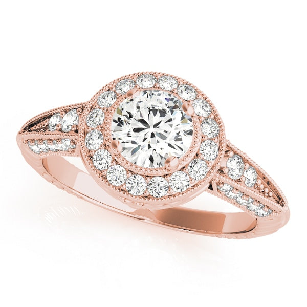 18K Rose Gold 7/8 ct tw Halo Diamond Engagement Ring