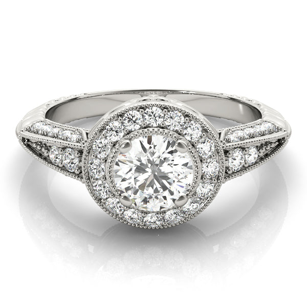 18K White Gold 0.88 ctw Round Diamond Halo Ring