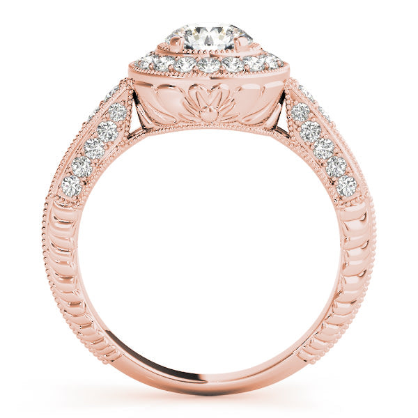18K Rose Gold 7/8 ct tw Halo Diamond Engagement Ring