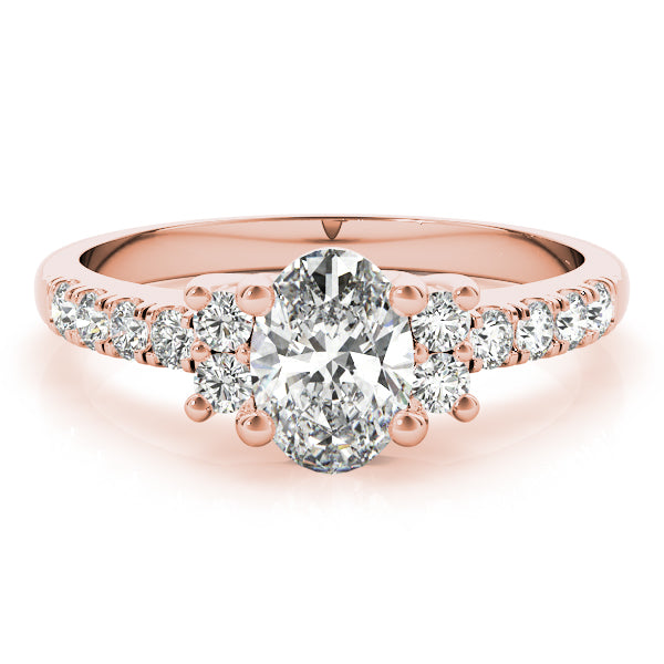 14K Rose Gold Oval Diamond Fashion Ring