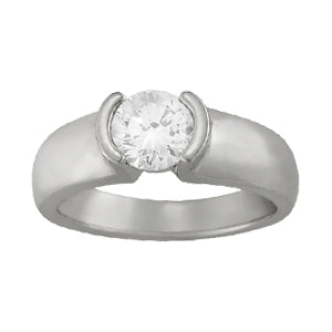 14K White Gold 1 CT Round Diamond Engagement Ring