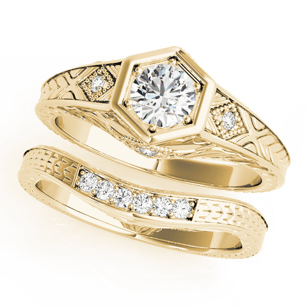 14K Yellow Gold Vintage Diamond Engagement Ring