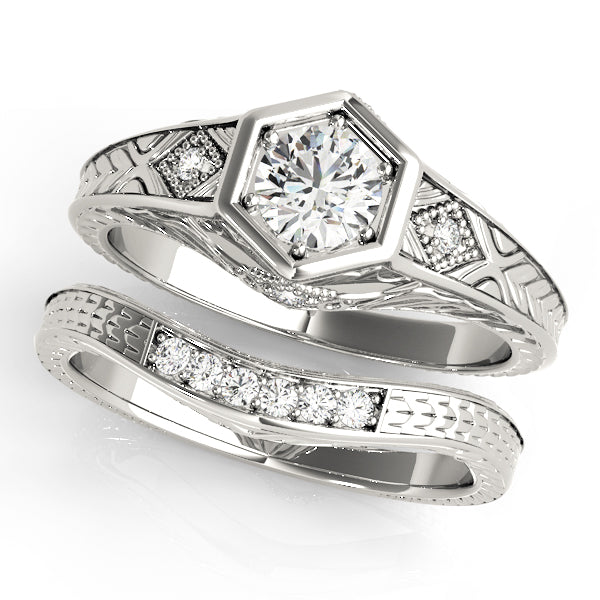 Platinum Vintage 3/8 CT Round Diamond Engagement Ring