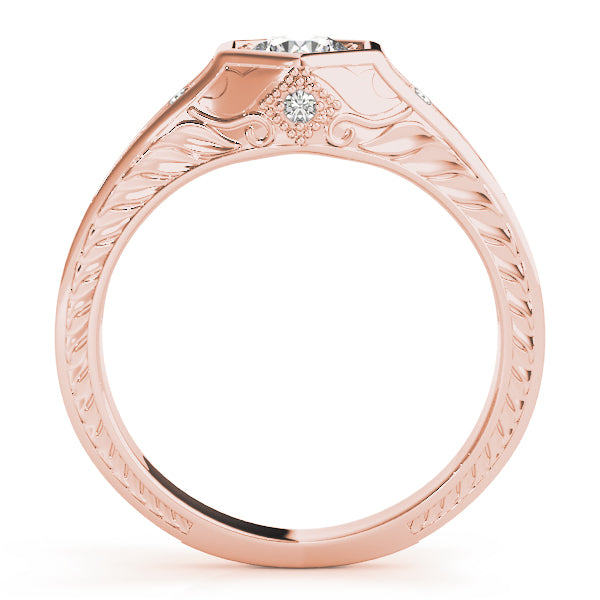 18K Rose Gold Round Diamond Vintage Ring